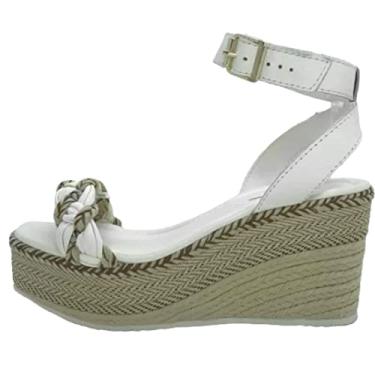 Imagem de Sandália Fem Anabela Bottero Couro Napoli Off White 344421-8 Tamanho:36;Cor:Branco