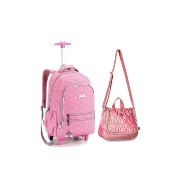 Imagem de Kit Escolar Meninas Rs Mochila De Rodas E Costas + Lancheira