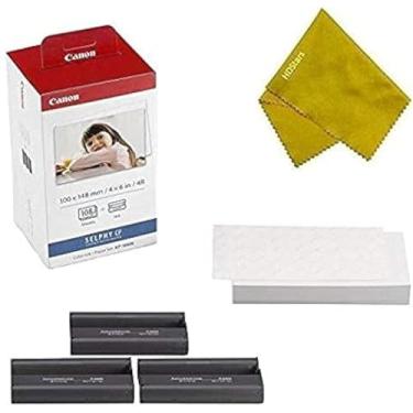 Imagem de Cartucho de tinta Canon KP-108IN 3 cores e 108 folhas, 10 x 15 cm, papel brilhante para SELPHY CP1300, CP1200, CP910, CP900, CP760, CP770, CP780 CP800 Bônus: pano de microfibra fotográfico de