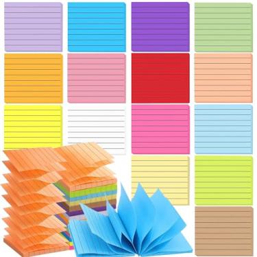 Imagem de xlehoely 15 blocos de notas adesivas pop-up, 15 blocos autoadesivos de cores brilhantes com linhas, 1.500 folhas forradas com refis pop-up de 7,5 x 7,6 cm, remoção limpa, cores pastel sortidas, 100