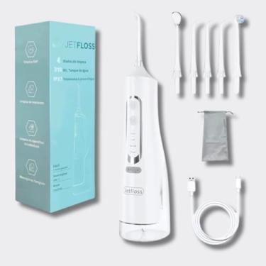 Imagem de Irrigador Oral, JETFLOSS ULTRA, Portátil,Bivolt, Limpeza profunda dos dentes, combate gengivite, Limpa Implantes,Fio Dental Elétrico,Níveis de pressão Potente, capacidade 310ml (Branco)