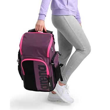 Imagem de arena Mochila Spiky Iii 45 Natação Atleta Esportes Ginásio Mochila Grande Equipamento De Treinamento Bolsa De Natação Para Homens E Mulheres, 45 Litros, Ameixa/Rosa Neon