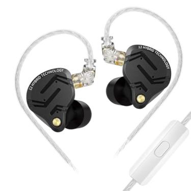 Imagem de KZ ZS12 PRO X in Ear Monitor Fones de ouvido 1DD+5BA HiFi Som estéreo Fones de ouvido com cancelamento de ruído com cavidade metálica completa para músicos/cantores (com microfone, preto)