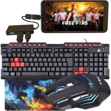 Imagem de Kit Gamer Mobilador Para Celular Com Teclado + Mouse Gamer 3200Dpi - V