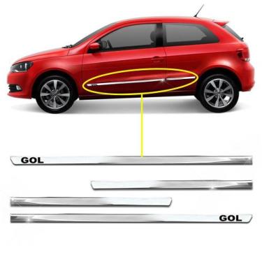 Imagem de Kit Friso Lateral Personalizado Slim Cromado Gol 2004 a 2023 2 Portas 
