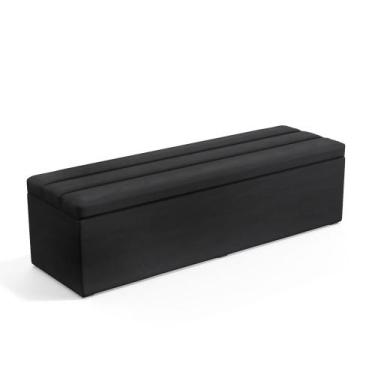Imagem de Calçadeira Baú Ursa 140 para Cama de Casal N-022 Veludo Chumbo Aradeco