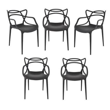 Imagem de Kit com 5 Cadeiras Allegra Sala de Jantar Restaurantes  Fixa Preta - E