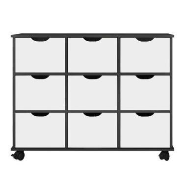 Imagem de Nicho Organizador com Rodízios Toys 9 Gavetas Q01 Preto/Branco - Mpoze