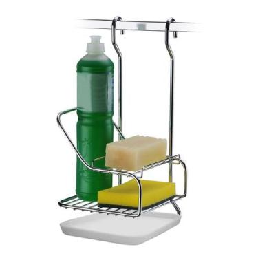 Imagem de Suporte Porta Sabão Detergente Esponja de Barra Cozinha Cromado - 2422