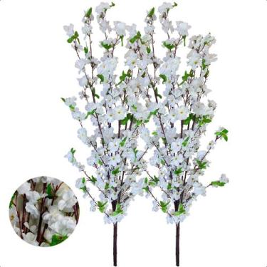 Imagem de Kit 2 Cerejeiras Cores Flores Rosa Artificial Sem Vaso - Flor de Menti