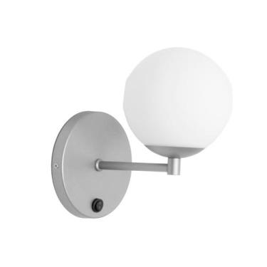 Imagem de Arandela Abajur Parede Cama c/ Interruptor Botão Prata Fosco - Arandel