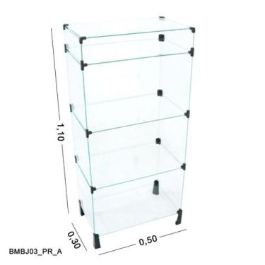 Imagem de Balcão de Vidro com Porta Bijuteria - C/ Conectivo Preto -  - 0,50 x 1