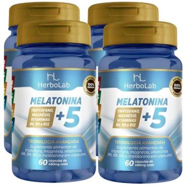 Imagem de KIT C/4 Melatonina +5 Triptofano  B6 - B9 - B12 60 Cápsulas - Herbolab