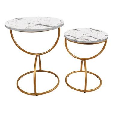 Imagem de Conjunto Mesa Lateral Lancaster - Genus Móveis, Dourado Vulcano