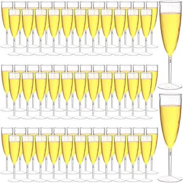Imagem de Gerrii 72 peças de taças de champanhe descartáveis de plástico para champanhe taças de champanhe de plástico transparente descartáveis ideais para casa tostar casamento diário, brinde de champanhe, suprimentos de festa