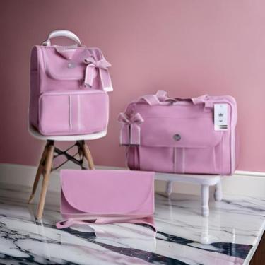 Imagem de Kit Bolsa Saída De Maternidade Impermeável Delicada  - Babbymania, Ros