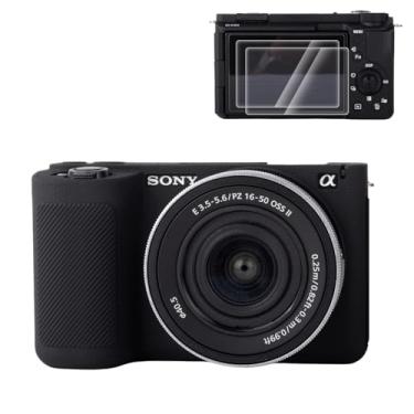Imagem de Rieibi Capa protetora de silicone para câmera Sony ZV-E10 II com 2 peças, capa leve para câmera com sensação de aderência aprimorada para Sony ZV-E10 II, Preto, capa para câmera
