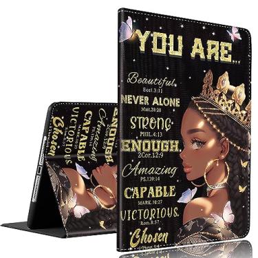 Imagem de Capa para Samsung Galaxy Tab A7 Lite 8,7 polegadas modelo 2021 (SM-T220/T225/T227), capa fina dobrável com hibernar/despertar automático para Galaxy Tab A7 Lite, mulher afro-americana rainha borboleta