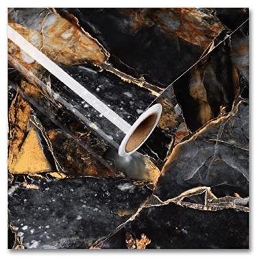 Imagem de CRE8TIVE Papel de contato de mármore dourado de ardósia, descasque e cole papel de parede brilhante removível e rolo de vinil autoadesivo de bancada para armários de banheiro de cozinha 30,5 x 899 cm