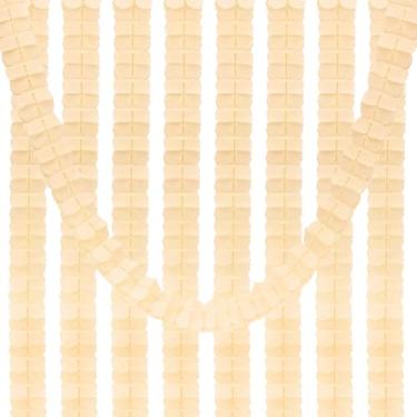 Imagem de PATIKIL Guirlanda de quatro folhas de 3 metros, pacote com 9 guirlandas de flores de papel de seda para pendurar serpentinas reutilizáveis para decorações de fundo de festa de casamento, bege