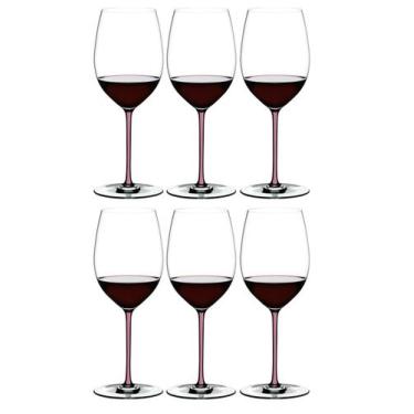 Imagem de Kit 6 Taças Vinho Riedel Fatto a Mano Merlot Haste Colorida, Rosa