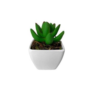 Imagem de Mini Suculenta Artificial Vaso de Plástico Branco - Multshop, Verde 05