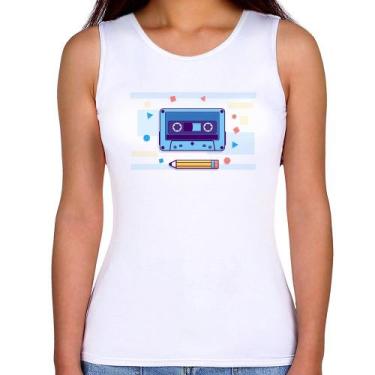 Imagem de Regata Feminina Fita Cassete - Foca na Moda, Branco, P