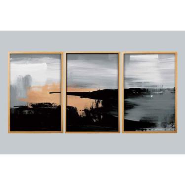 Imagem de Quadro Decorativo Triplo Abstrato Impactante Luxo - RSM Molduras, 30 x