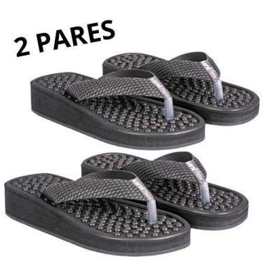 Imagem de Kit 2 Pares Chinelos Ortopédicos Massageador P/Esporão - UNIFLEX, Pret