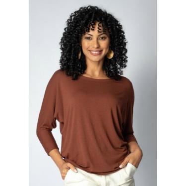 Imagem de Blusa Morcego Ampla Manga 3/4 Marrom - Amazonia Vital