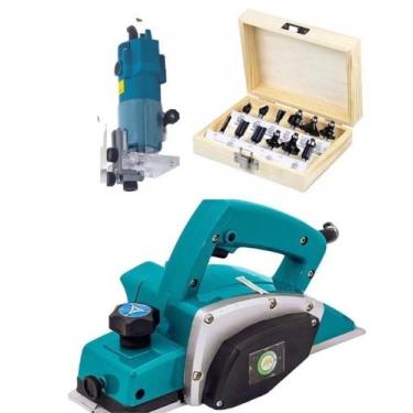 Imagem de Plaina +Tupia Manual + Estojo 12 Fresa 110V - Nakazaki