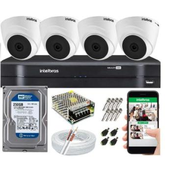 Imagem de Kit Cftv 4 Câmeras De Segurança Intelbras Dome IR E Dvr Mhdx Multi Hd 