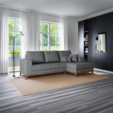 Imagem de Sofá 4 Lugares Josie com Chaise Direito Linho Cinza 250 cm - Mobly