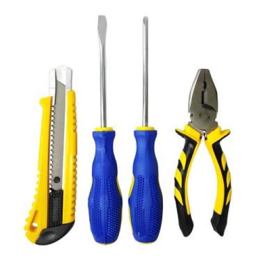 Imagem de Kit Ferramentas Alicate, Estilete e Chaves Philips e Fenda com Cabo An