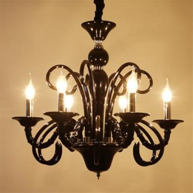 Imagem de Lâmpada Pendente Contemporânea Europeia Luxo Vela LED Sala de Estar Restaurante Quarto Villa Hotel Escadaria Candelabro (B 6 luzes)