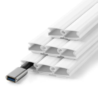 Imagem de Escondedor de cabo de 345.4 cm para TV de montagem na parede, capas de fio branco para 1 mini cabos, kit de hider de cabos YCLYC 8 unidades, capa de cabo de parede pintável, hiders de fio para TV na