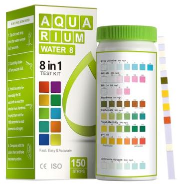 Imagem de AAwipes Kit de teste de aquário 8 em 1 para tanques de peixes - Tiras de teste de água rápidas e precisas para aquários e lagoas. Testes de pH, amônia, alcalinidade, dureza, cloro, etc. (K02-50)