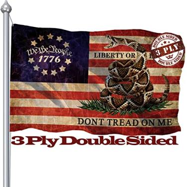 Imagem de 1776 Bandeira We The People de 9,5 x 1,5 m para o exterior, bandeiras de dupla face não pisa em mim, bandeira de 3 camadas Don't Tread On Me, bandeira de jardim de cascavel americana Gadsden americana