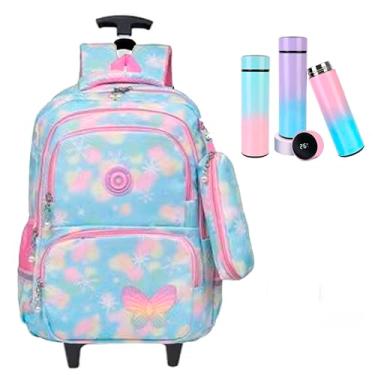 Imagem de Mochila Escolar De Rodinhas carrinho Juvenil feminina e masculina menino e menina (carrinho estampada rosa, estampada azul)