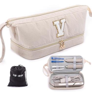 Imagem de ELCUPA Estojo para Secador de Cabelo Personalizado Inicial, Estojo de Transporte de Viagem para Ferramentas de Cabelo de Camada Dupla para Shark Flexstyle/Smoothstyle com Bolsa para Secador de Cabelo-