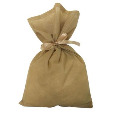 Imagem de 30 Saquinhos Sacolinhas 15x23 Tnt Bege Com Fita Bege - Upontocom