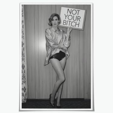 Imagem de Arte de parede preto e branco Not Your Bitch impressões vintage feminista arte de parede feminina empoderamento pôster direitos das mulheres decoração de parede para quarto feminino 40,6 x 61 cm sem