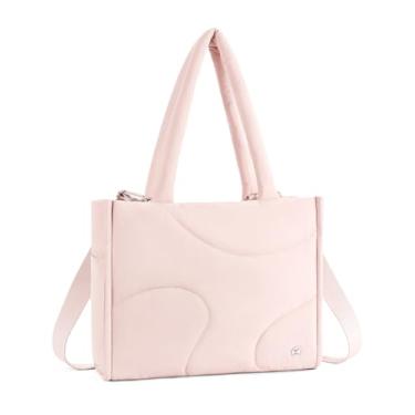 Imagem de Telena Bolsa feminina acolchoada de ombro leve para viagem, trabalho, academia, rosa