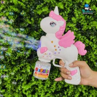 Imagem de Máquina Bolhas de sabão Unicórnio com LED - Toy king, Branco c, Rosa