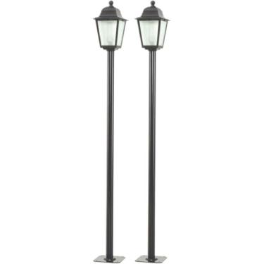 Imagem de 2 Luminárias de Chão para Jardim Pretas Postes Coloniais Dital Linha Soberana Área Externa