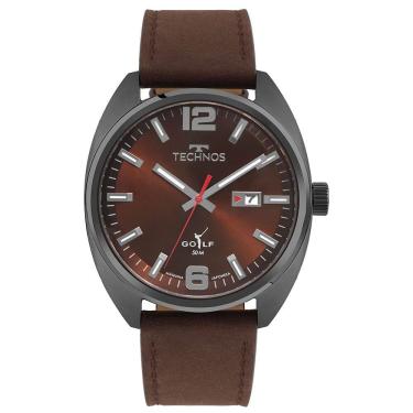 Imagem de Relógio TECHNOS masculino golf couro marrom 2315LAQ/0M