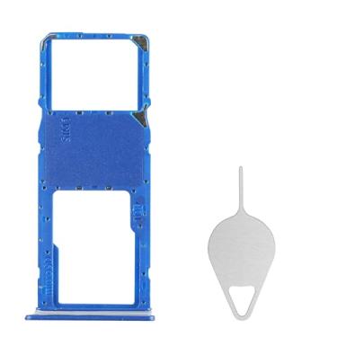 Imagem de BESJMYT Substituição para bandeja de cartão SIM Samsung Galaxy A03 Core (versão SIM único) Adaptador de suporte de slot de bandeja de cartão azul com ejetor de agulha para A03 Core SM-A032F