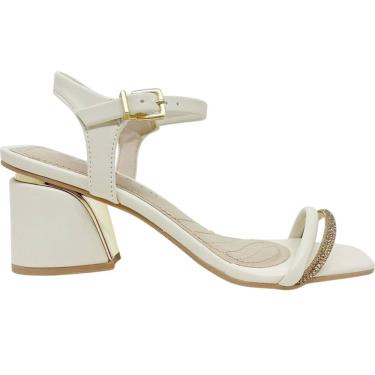 Imagem de Sandália Feminina Casual Dia a Dia Salto Grosso Médio com Strass Ramarim 2428202