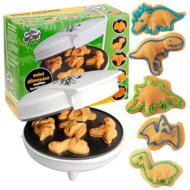 Imagem de Máquina de Waffle Dinossauros Divertido Crianças e Adultos 5 Dinos Antiaderente, 110v, CUCINAPRO 1790, Branco