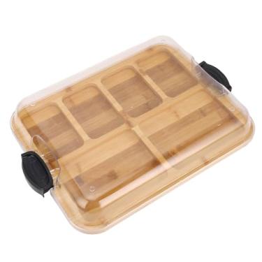 Imagem de Placa de Charcutaria Com Tampa, Travel Bamboo Cheese Board Com Clear Locking Lid & Handle, 6 Compartimentos Caixas de Charcutaria Tábua de Corte para Cozinha, Aquecimento Casa